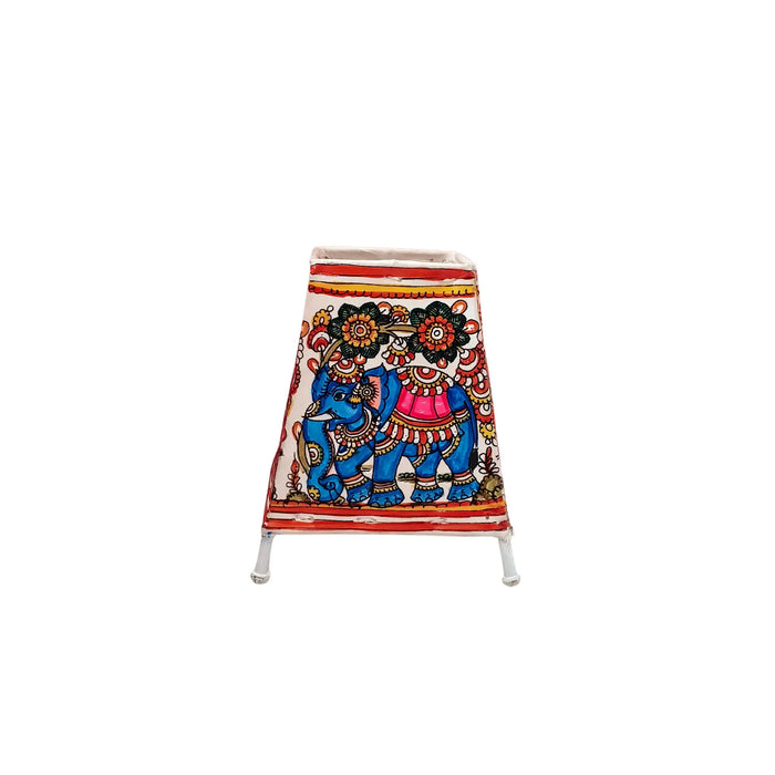 Sacred Elephant with Floral Motifs – Leather Shadow Art | Bed Lamp   Leather Paintings