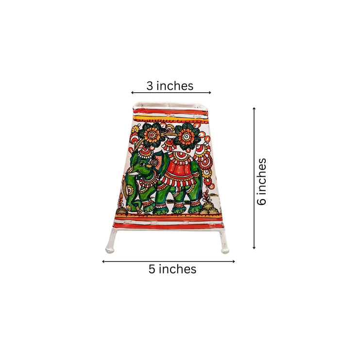 Sacred Elephant with Floral Motifs – Leather Shadow Art | Bed Lamp   Leather Paintings