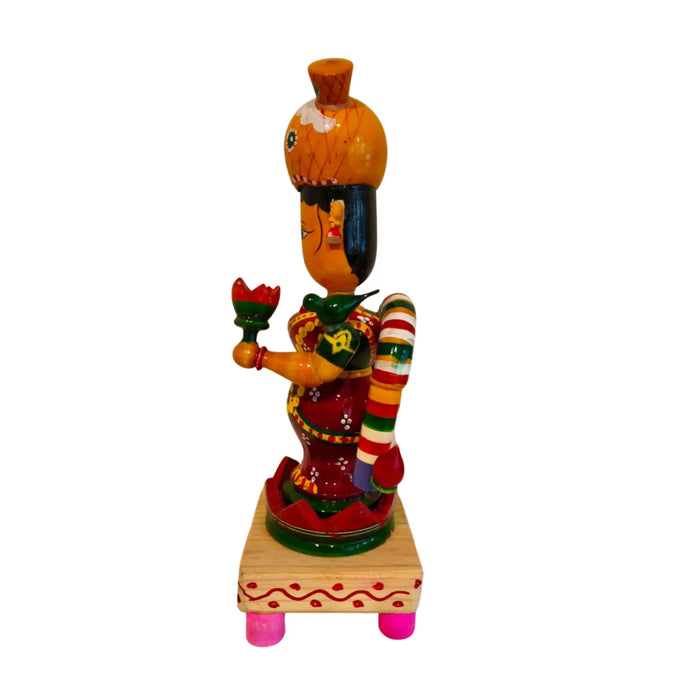 Sacred Etikoppaka Goddess Lakshmi Figurine – Folk Art Wooden Craft   Etikoppaka Lacquerware