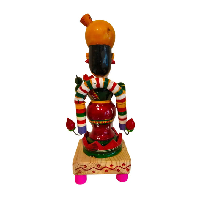 Sacred Etikoppaka Goddess Lakshmi Figurine – Folk Art Wooden Craft   Etikoppaka Lacquerware