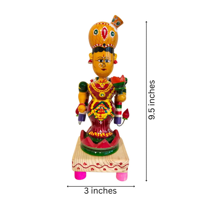 Sacred Etikoppaka Goddess Lakshmi Figurine – Folk Art Wooden Craft   Etikoppaka Lacquerware
