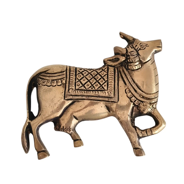 Sacred Golden Brass Nandi Bull Wall Hanging / Decor Idol   Brass Ware