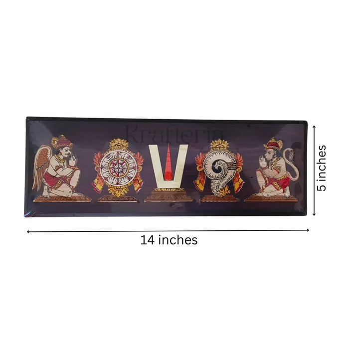 Sacred Inlay Artwork – Vaishnava Wall Hanging with Garuda & Hanuman | Shanka Chakra   Inlay Art