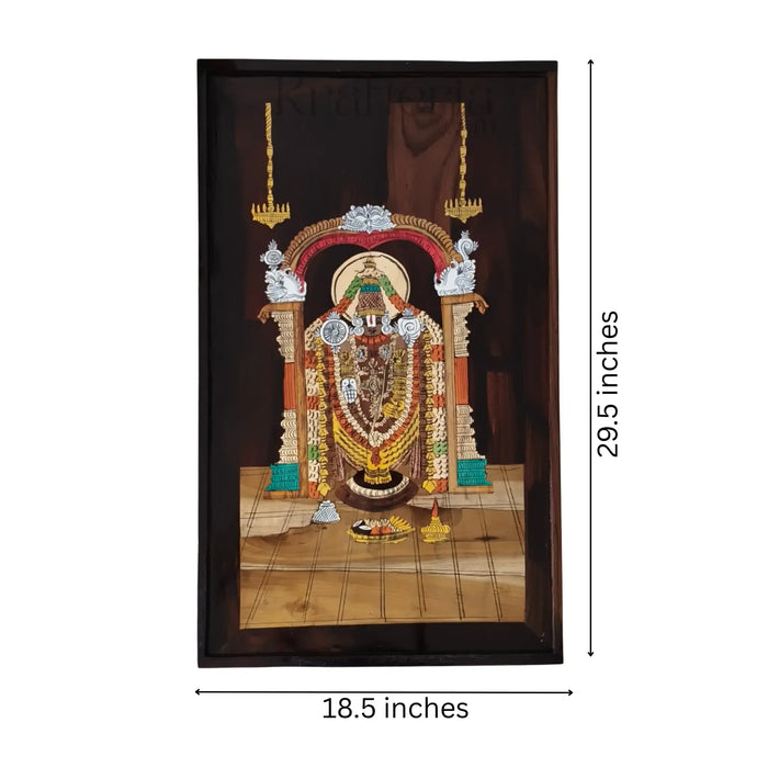 Sacred Rosewood Inlay – Tirupati Balaji Idol with Temple Arch   Inlay Art
