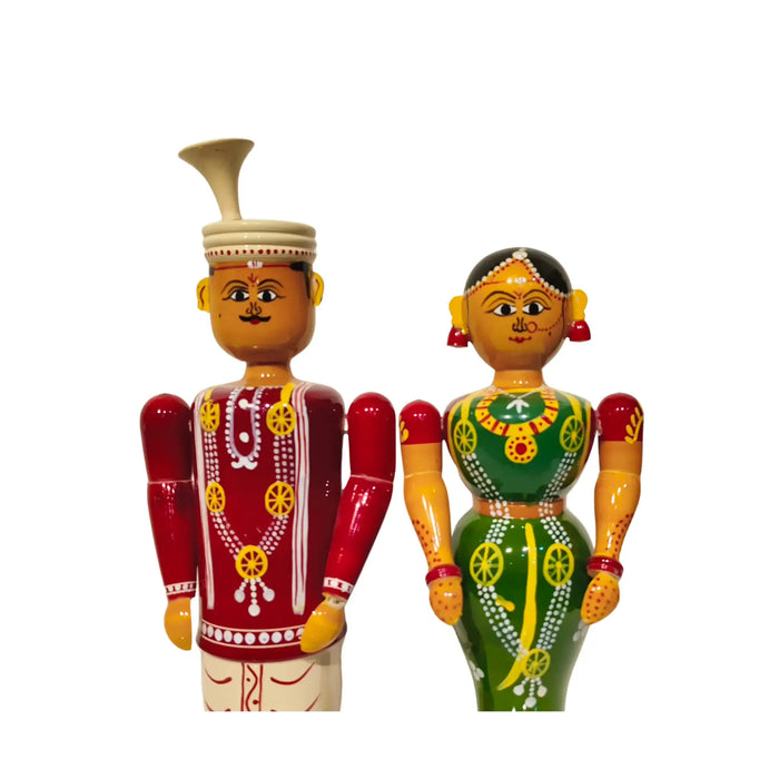 Sacred Union – Etikoppaka Wooden Bride and Groom in Traditional Attire   Etikoppaka Lacquerware