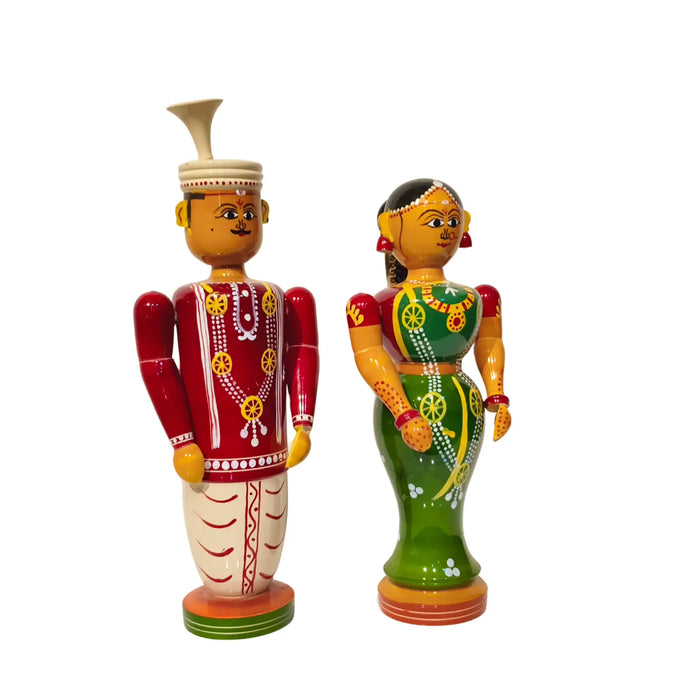 Sacred Union – Etikoppaka Wooden Bride and Groom in Traditional Attire   Etikoppaka Lacquerware