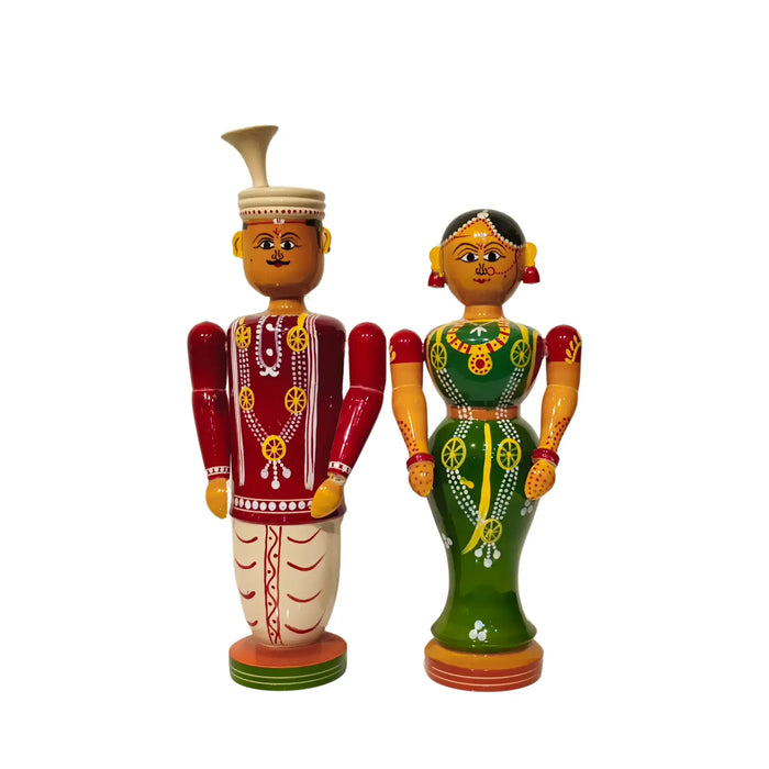 Sacred Union – Etikoppaka Wooden Bride and Groom in Traditional Attire   Etikoppaka Lacquerware