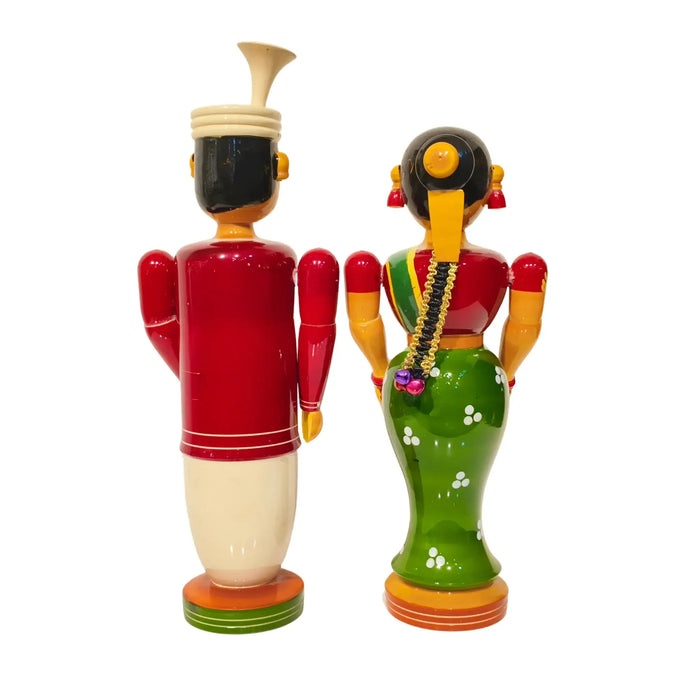 Sacred Union – Etikoppaka Wooden Bride and Groom in Traditional Attire   Etikoppaka Lacquerware