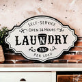 SELF SERVICE LAUNDRY 25c ENAMEL SIGN