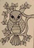 Sentinel of the Night Gond Owl in Intricate Ink Patterns   Paintings