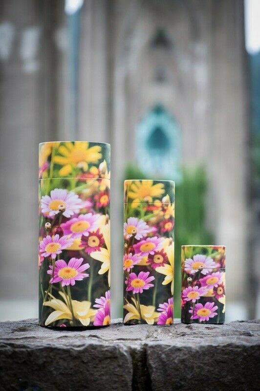 Set of Large, Med & Small Floral Design Scattering Tube Cremation Urns for Ashes