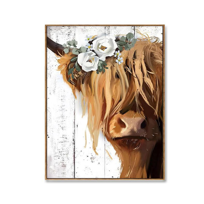 SHAGGY HIGHLAND BULL - FRAMED CANVAS WALL DECOR