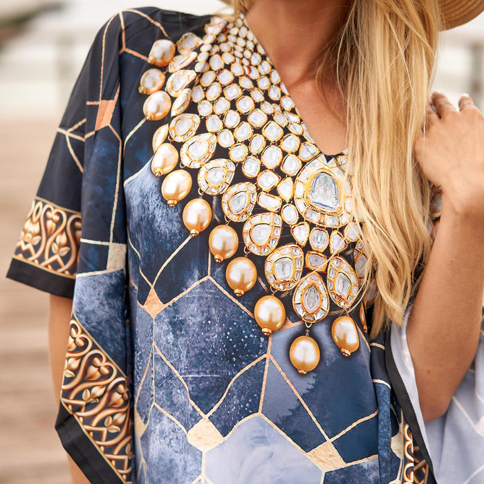 SILK KAFTAN - GEOMETRIC OMBRE JEWELS