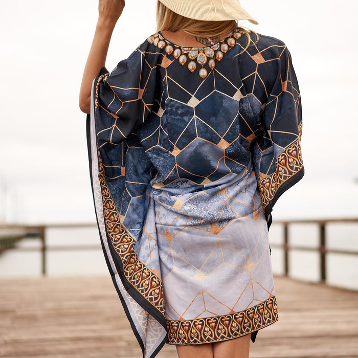 SILK KAFTAN - GEOMETRIC OMBRE JEWELS
