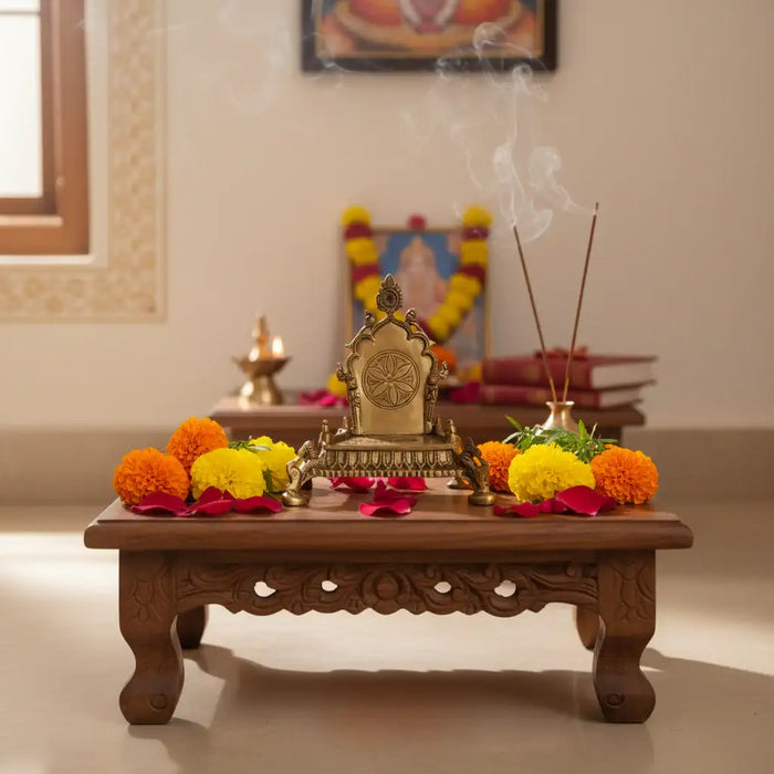 Ornate Brass Puja Singhasan (Throne)   Brass Ware