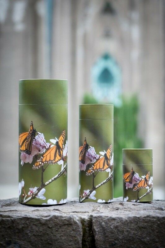 Small/Keepsake 26 Cubic Inch Butterflies Scattering Tube Cremation Urn for Ashes