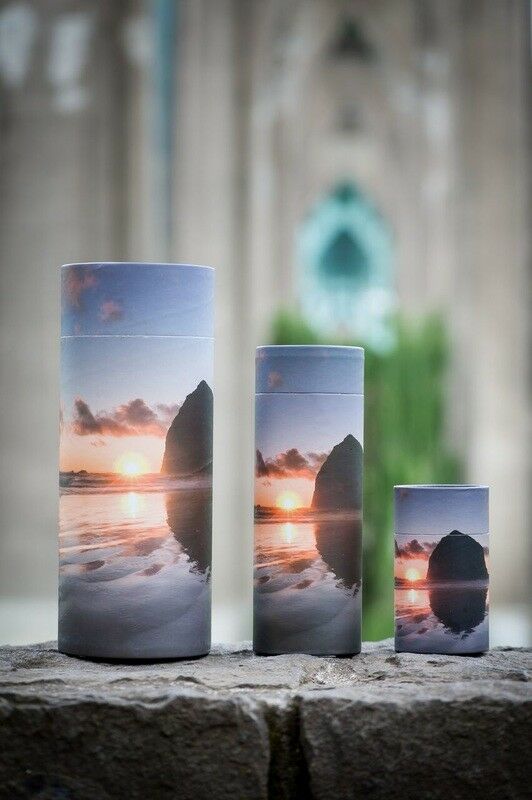 Small/Keepsake 90 Cubic In. Ocean Sunset Scattering Tube Cremation Urn for Ashes