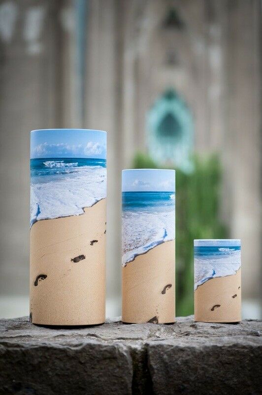 Small/Keepsake 90 Cubic Inch Beach Footprints Scattering Tube Cremation Urn