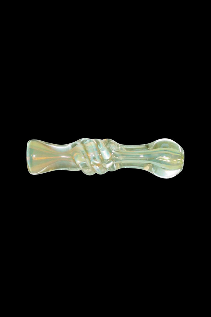 A front view of the Glassex Round Mouth Fumed Glass Chillum, showing the dark-tinted glass one-hitter against a plain white background.
