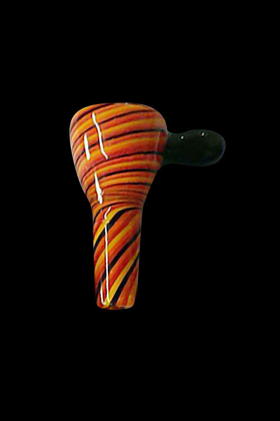 Orange and black swirled glass smoking pipe.