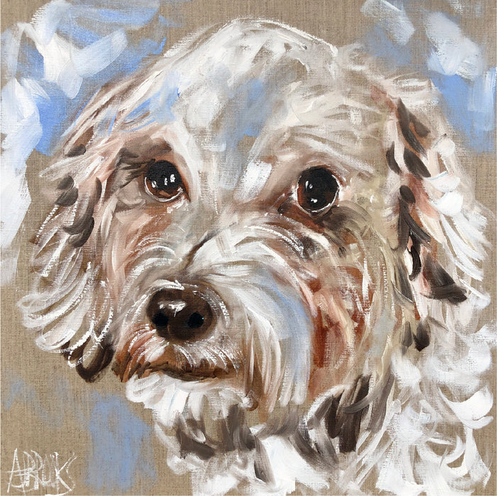 Snowy Schnoodle Dog Coaster - Artist Lab