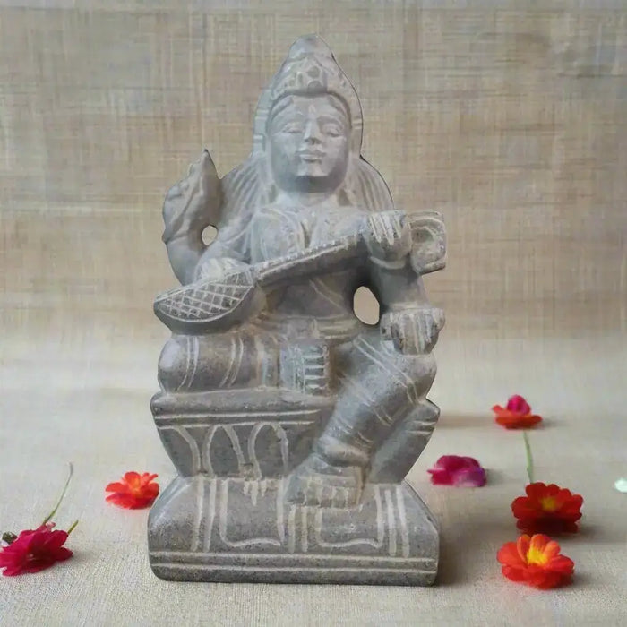 Soft Stone Saraswati Statue – Handcrafted Goddess Idol belur shanker