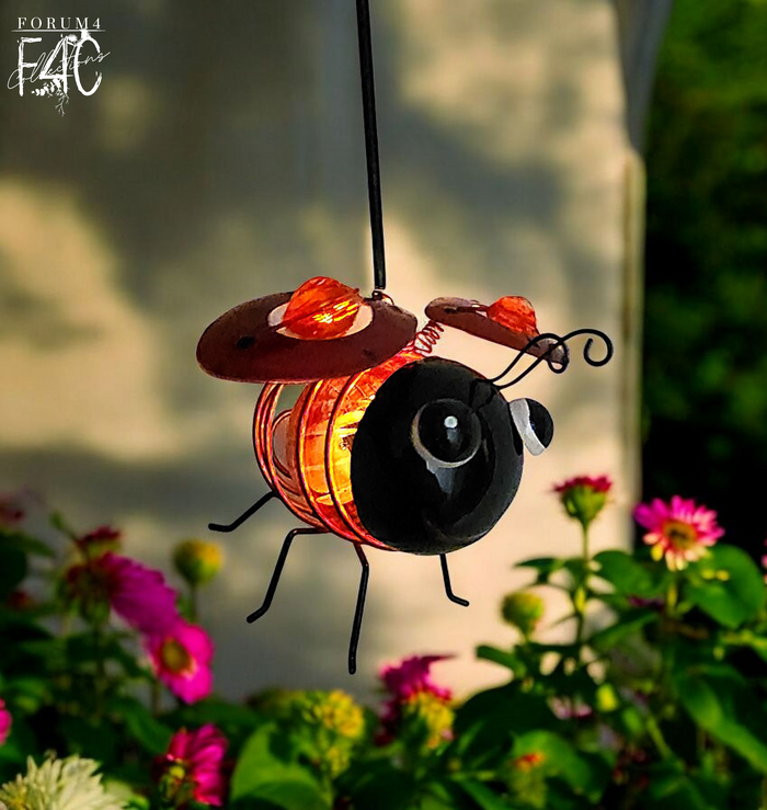 SOLAR LEAPING LADYBUG - HANGING GARDEN DECOR