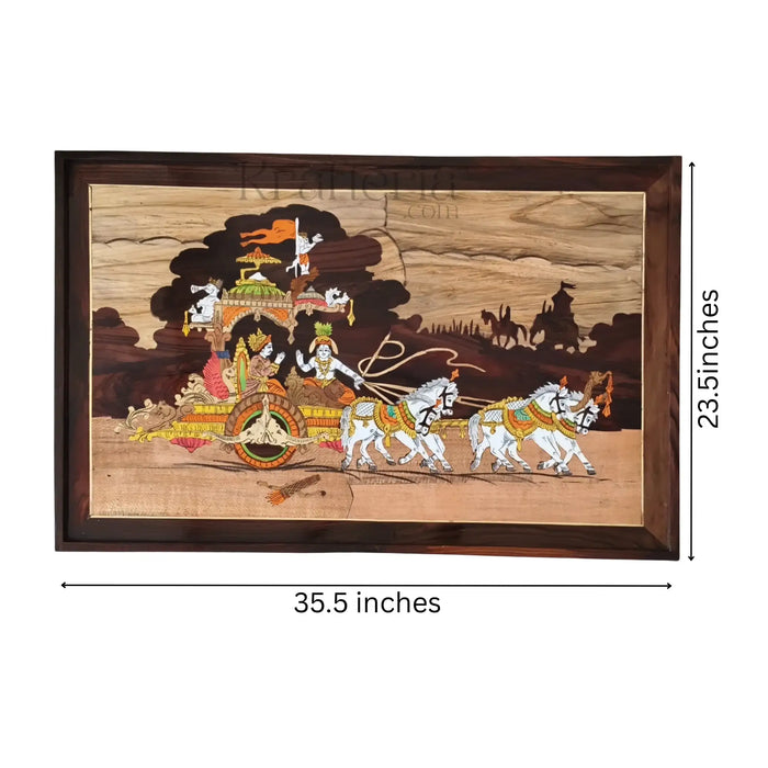 Spiritual Inlay Panel – Bhagavad Gita Depiction in Wood   Inlay Art