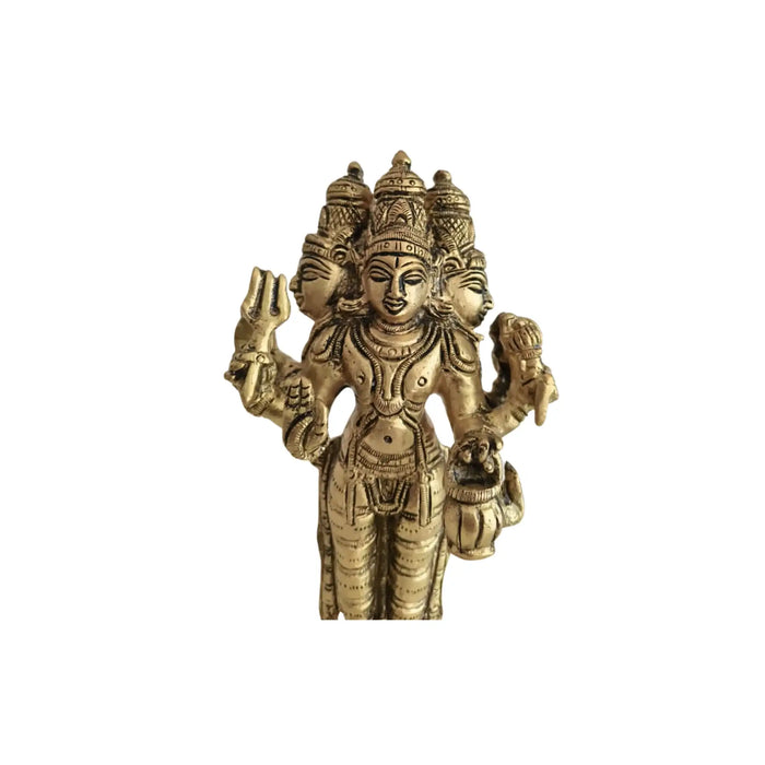 Standing Brass Lord Brahma Idol (Four-Faced Creator God)   Brass Ware
