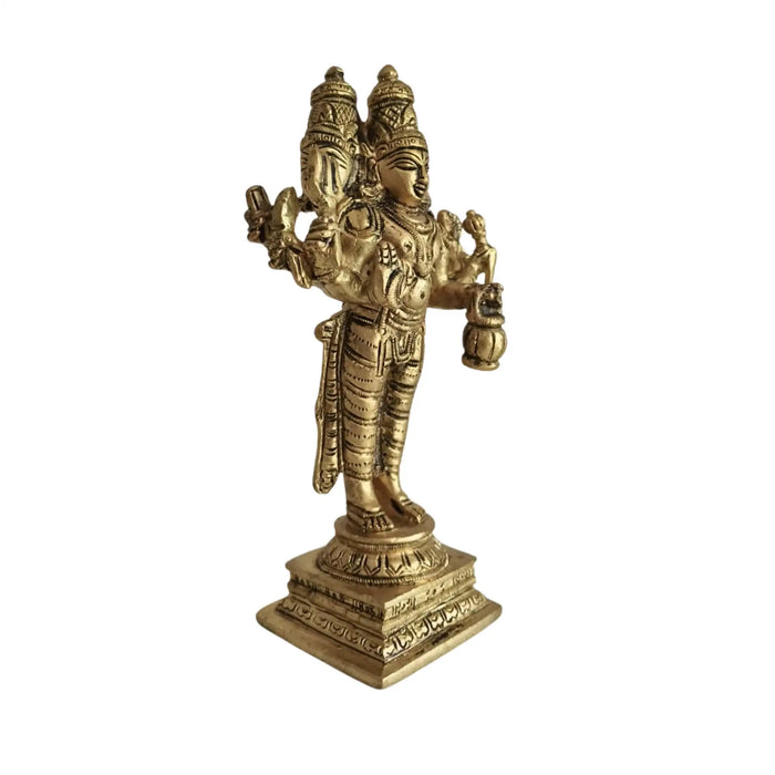 Standing Brass Lord Brahma Idol (Four-Faced Creator God)   Brass Ware