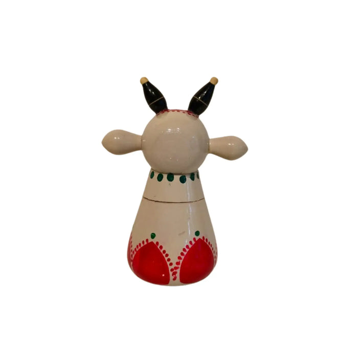 Stylized Etikoppaka Lacquer Nandi/Bull - White and Red   Etikoppaka Lacquerware