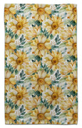 Sunflowers with Leaves eco-friendly waffle weave kitchen towel featuring watercolor sunflower floral pattern
