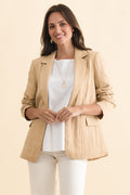 Sutton Beige Collared Blazer,Brunette model,alt text|model:MJ