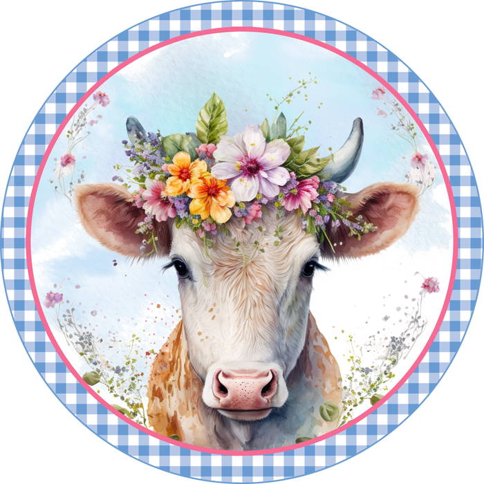Sweet Spring Cow Sign, Whimsical, Wreath Sign, Wreath Center