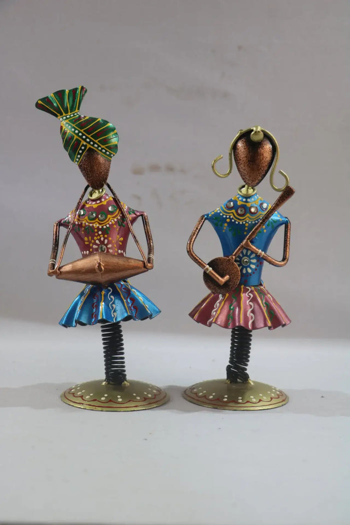 Swinging Tunes - Hand-Painted Iron Musician Pair   Iron Decorative