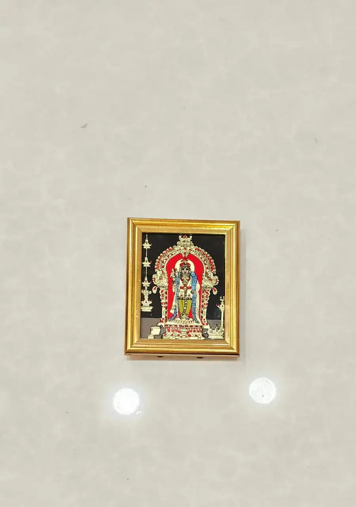 Tanjavur Painting Subramanya Swamy in ornate gold, a divine depiction.