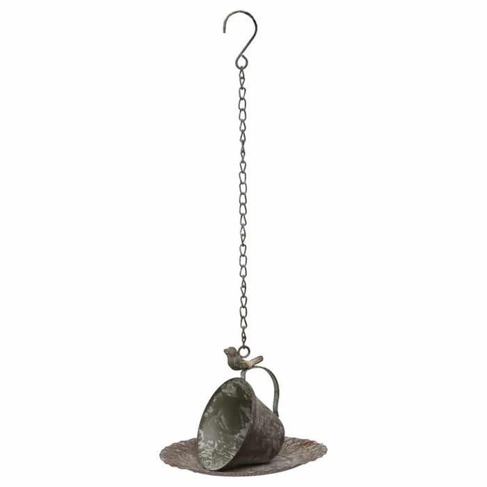 TEACUP & SAUCER HANGING BIRD FEEDER - PLANTER