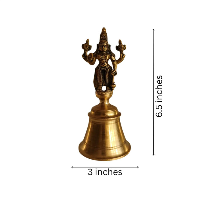 Brass bell with Vishnu handle, perfect for home decor.