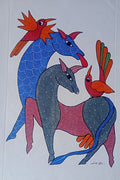 The Dancing Deer and Forest Birds - Gond Painting   Paintings
