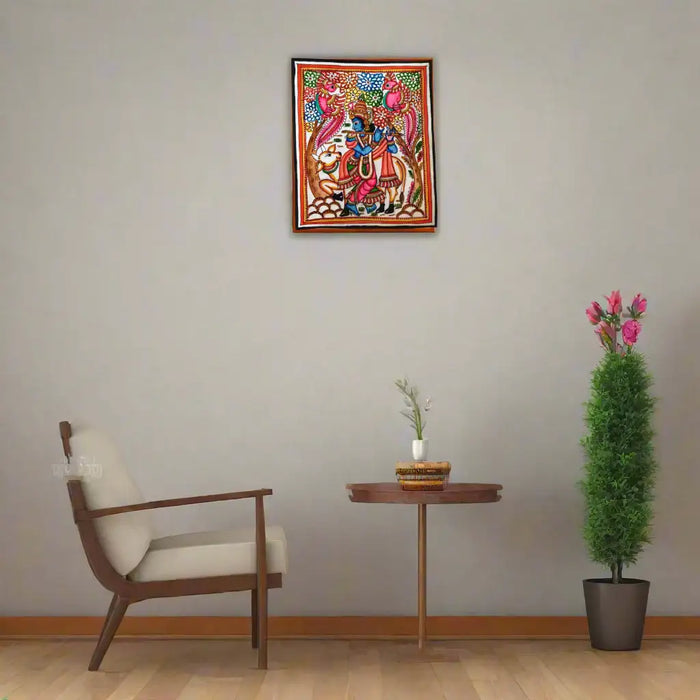 The Divine Flute - Melody of Krishna   Leather Paintings