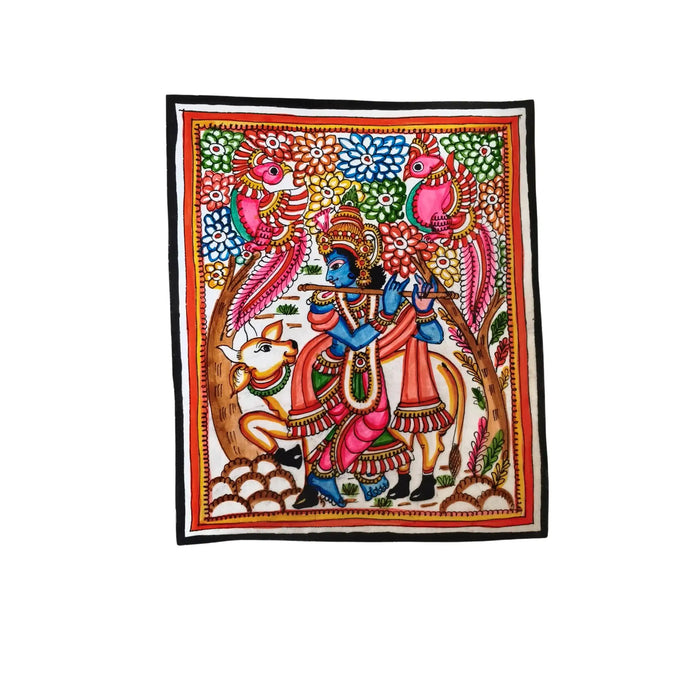 The Divine Flute - Melody of Krishna   Leather Paintings