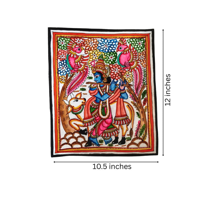 The Divine Flute - Melody of Krishna   Leather Paintings