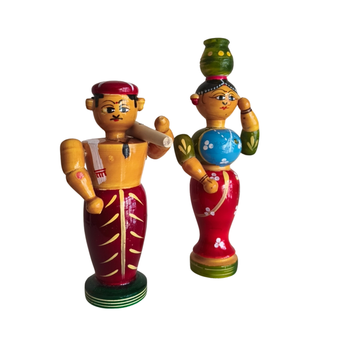 The Etikoppaka Village Couple - A Portrait of Rural Life in Lacquerware   Etikoppaka Lacquerware