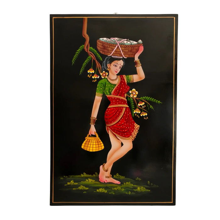 Indian coastal life fisherwoman Nirmal painting