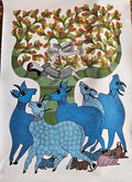 The Forest Keeper & The Blue Herd - Gond Painting   Paintings
