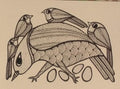 The Guardian’s Nest – Intricate Tribal Folk Art Print   Paintings