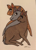 The Kinship Herd – Hand-Painted Gond Deer Trio Art   Paintings