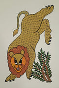 The Leaping Lion Gond Art Painting   Paintings