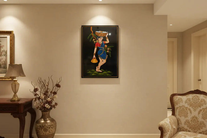 The Moonlit Fisherwoman Nirmal Painting   Paintings