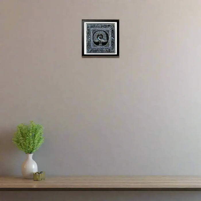 The Moonlit Peacock – Elegance in Shades of Silver and Blue   Paintings